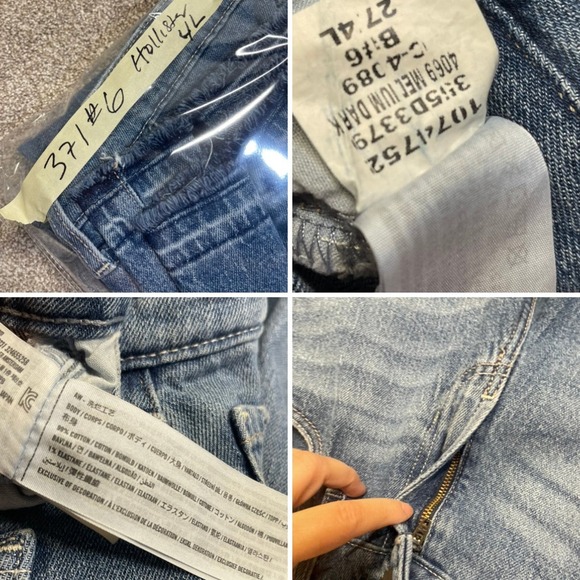 Hollister womens baggy loose fit Grunge sz 4L high waist blue jeans gorpcore - Picture 10 of 12